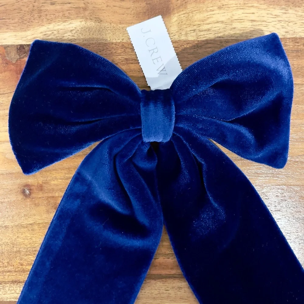 J.Crew Royal Blue Velvet Hair Bow Barrette Coquette Aesthetic NWT